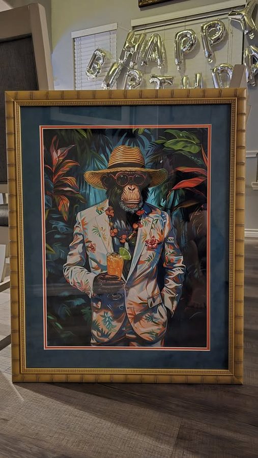 Funky monkey art framing - Kar Lynn Arts Arlington TX